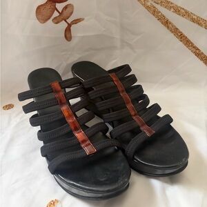 Amalfi Black and Brown Strappy Sandals